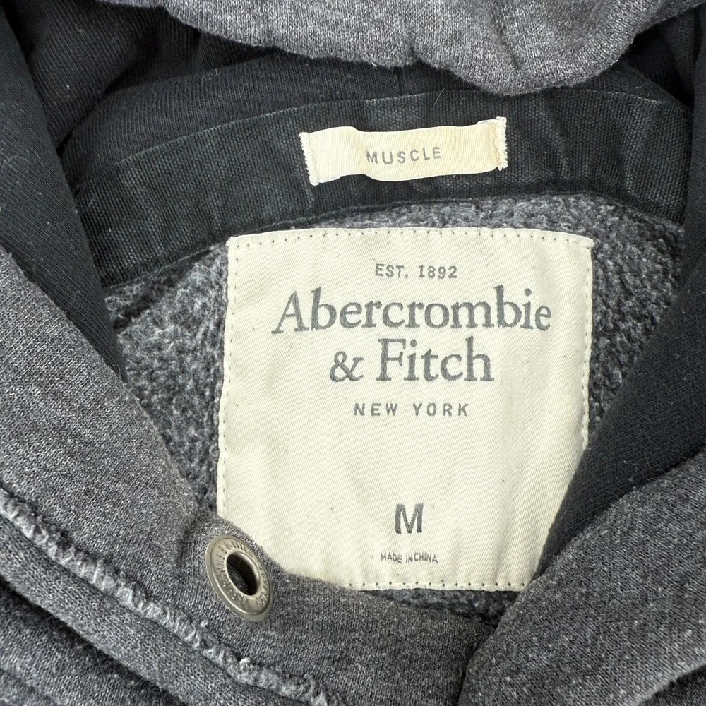 Abercrombie & Fitch Hoodie Mens M Pullover Gray Football 18 Logo - Picture 5 of 6